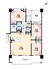 3LDK＾＾広々LDK18.8帖＾＾全居室収納スペース付き＾＾