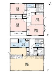家族が集まる開放的なリビングは18帖。全居室収納に加えて、パントリー、リビング収納、廊下収納等、収納箇所豊富な住宅です＾＾