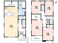 広々としたパントリー、WIC付き。洋室が4部屋あるので、お子様が大きくなっても安心です＾＾