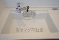 広々とした凸型シンクに洗剤ポケットを標準装備。大きなお鍋など洗いやすいです。