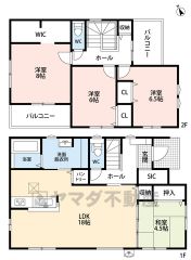 4ＬＤＫとウォークインクローゼットでゆとりのある暮らしが実現。リビングは18帖以上の開放感あふれる空間です。