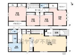 リビングイン階段でご家族が自然に顔を合わせられる間取り。2階は洋室が4部屋あるので、お子様が大きくなっても安心ですね＾＾
