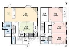 約18帖の広さを確保したＬＤＫは、和室と一体化して利用すると約24帖の大空間。水回りが1ヵ所に集中した家事導線に配慮した間取りです。