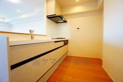 リビングにいるお子様を見守りながらお料理ができる対面キッチン。カウンタートップの汚れもサッと拭き取ることができ、お掃除ラクラク＾＾