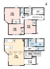 リビングは15帖以上の開放感あふれる空間です。2階は洋室が3部屋あるので、お子様が大きくなっても安心ですね＾＾