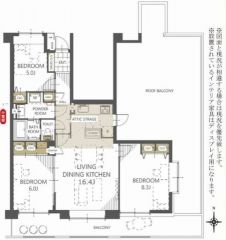 3LDK＾＾南向き、陽当たり、風通し良好＾＾広々59.85㎡のルーフバルコニー付き＾＾ガーデニングや子どもの遊び場などに＾＾