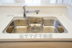 広々とした凸型シンクに洗剤ポケットを標準装備。大きなお鍋など洗いやすいです。