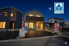 夜の外観イメージです。地球に優しいオール電化住宅でエコな暮らしを＾＾お気に入りの家具とインテリアで素敵な部屋を作りましょう。