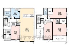 水回りが1ヵ所に集中した家事導線に配慮した間取りです。