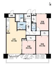 洋室2部屋、リビングが南側に面しているため、明るい空間になっています＾＾各部屋に収納スペースを確保しています＾＾