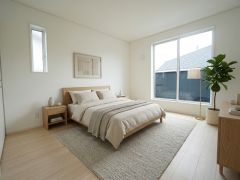 家具はイメージです。寛ぎの時間を紡ぎだす主寝室は、大型ベッドを置いても余裕の広さを確保しています。