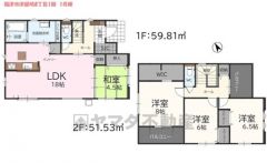 4ＬＤＫとウォークインクローゼットでゆとりのある暮らしが実現。リビングは18帖以上の開放感あふれる空間です。