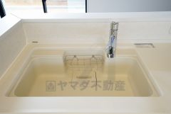 広々とした凸型シンクに洗剤ポケットを標準装備。大きなお鍋など洗いやすいです。