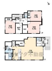 とにかく収納力に優れた間取りです。洗面所とキッチンが接しているウォークスルー設計になっています。家事動線が近いのはとても便利です。