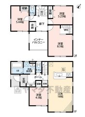 リビングは16帖の開放感あふれる空間です。2階は洋室が3部屋あるので、お子様が大きくなっても安心ですね＾＾