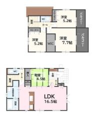 LDKと和室を合わせると21帖の大空間となります。顔を合わせる機会が増えるリビングスルー階段＾＾