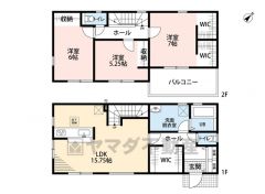 全室南東向きで陽当たりを1日中確保できる間取り。2階は洋室が3部屋あるので、お子様が大きくなっても安心ですね＾＾