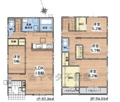 家具の配置がしやすい縦型リビング。リビングは18帖の開放感あふれる空間です。水回りが1ヵ所に集中した家事導線に配慮した間取りです。