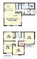 2面バルコニーと2面採光で光そそぐ空間設計。リビングは19帖以上の開放感あふれる空間です。