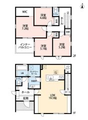 開放感のある広々ＬＤＫ19.5帖＾＾全居室収納スペース確保＾＾