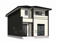 家具の配置がしやすい縦型リビング。リビングは18帖の開放感あふれる空間です。水回りが1ヵ所に集中した家事導線に配慮した間取りです。