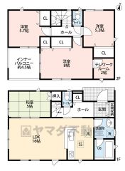 水回りが1ヵ所に集中した家事導線に配慮した間取りです。雨に濡れにくいインナーバルコニーは家事を助けてくれること間違いなし。