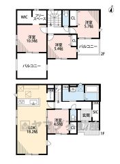 4ＬＤＫとウォークインクローゼットでゆとりのある暮らしが実現。家具の配置がしやすい縦型リビング。広いLDKを探していた方に。