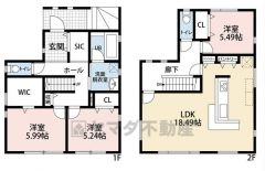 通行人から覗かれにくい2階リビングは18帖とゆったり。加えて3面採光を確保しているので明るいです＾＾収納箇所も多く、荷物の多い世帯も安心です。