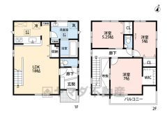 リビングイン階段でご家族が自然に顔を合わせられる間取り。2階は洋室が3部屋あるので、お子様が大きくなっても安心ですね＾＾