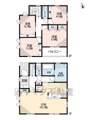 とにかく収納力に優れた間取りです。リビングは3面採光、風の通る気持ちの良い家。