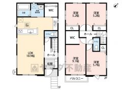 リビングは18.9帖の開放感あふれる空間です。2階は洋室が4部屋あるので、お子様が大きくなっても安心ですね＾＾