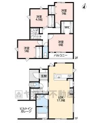 ビルトインガレージ付き。2階は洋室が4部屋あるので、お子様が大きくなっても安心ですね＾＾