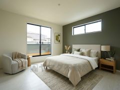 家具はイメージです。主寝室としてお使いいただけそうなこちらのお部屋は、日当たりが良く、爽やかな風を感じて起きる朝は、快適生活の始まりに。