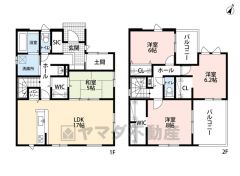 約17帖の広さを確保したＬＤＫは、和室と一体化して利用すると約23帖の大空間。