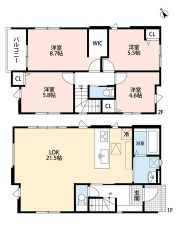 家族が集うリビングは21.5帖のゆとりのある空間＾＾全居室2面採光＾＾
