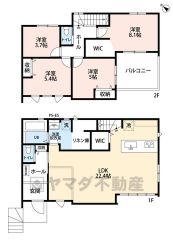 リビングは22帖以上の開放感あふれる空間です。2階は洋室が4部屋あるので、お子様が大きくなっても安心ですね＾＾
