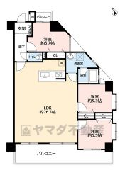 広々とした約26.5帖のLDK＾＾ 南向きバルコニーからはオーシャンビューが広がります＾＾