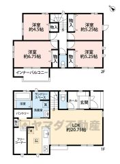 水回りが1ヵ所に集中した家事導線に配慮した間取りです。
