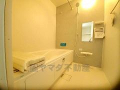 1日の疲れを癒すくつろぎのバスルーム。足を伸ばしてもゆったりと入れるサイズです。お子様と一緒にお風呂に入っても狭くないですね^^