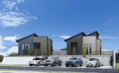 右から1号地、2号地。外壁はツートンカラーでスタイリッシュな外観で来客の時が待ち遠しくなりますね＾＾