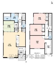 4ＬＤＫとウォークインクローゼットでゆとりのある暮らしが実現。リビングは18帖以上の開放感あふれる空間です。2階は洋室が3部屋あるので、お子様が大きくなっても安心ですね＾＾