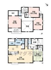 水回りが1ヵ所に集中した家事導線に配慮した間取りです。