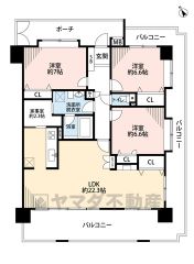 リビングは22帖以上の開放感あふれる空間。全居室も6帖以上と広々＾＾角住戸、最上階、3面バルコニーで明るい住宅です。