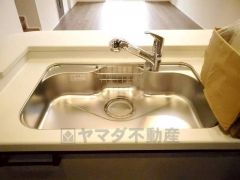 広々とした凸型シンクに洗剤ポケットを標準装備。大きなお鍋など洗いやすいです。