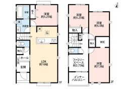 2階には大型ウォークインクローゼット、各所に物入れを配置。夫婦でゆったり寛げる広めの主寝室。成長する家族のライフステージに柔軟に対応できる、長く快適に暮らせる住まいです＾＾