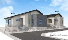 右から1号棟、2号棟。憧れの平屋住まい＾＾階段昇降のないストレスフリーな生活始めませんか。お気に入りの家具とインテリアで素敵な部屋を作りましょう。