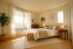家具はイメージです。主寝室としてお使いいただけそうなこちらのお部屋は、日当たりが良く、爽やかな風を感じて起きる朝は、快適生活の始まりに。