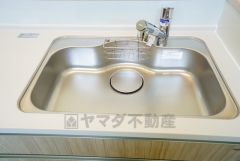 広々とした凸型シンクに洗剤ポケットを標準装備。大きなお鍋など洗いやすいです。