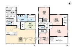 リビングは18帖の開放感あふれる空間です。2階は洋室が4部屋あるので、お子様が大きくなっても安心ですね＾＾