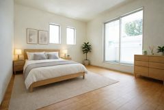 家具はイメージです。寛ぎの時間を紡ぎだす主寝室は、大型ベッドを置いても余裕の広さを確保しています。